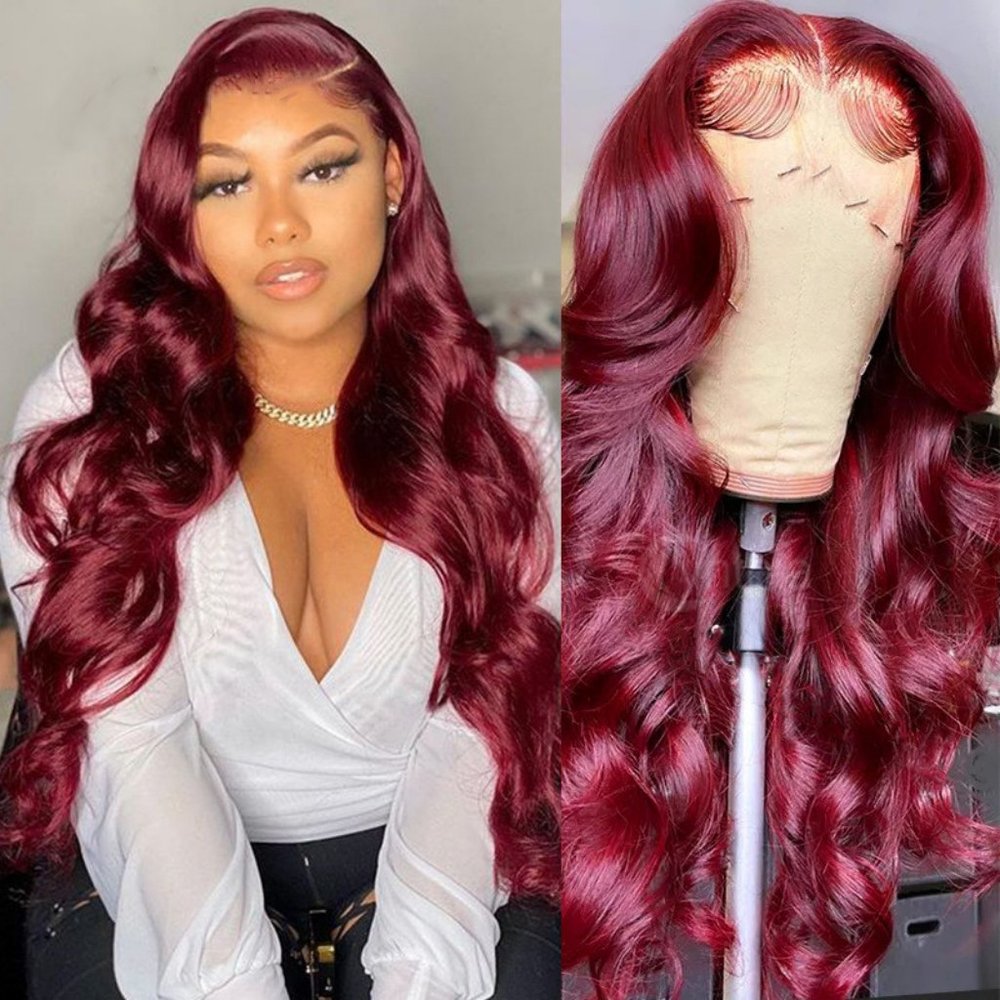 💥100% Human Hair Front Lace Wig Color Red💥NWT